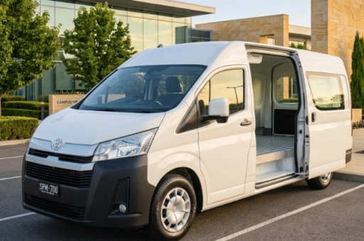 Refrigerated Toyota HiAce van parked with the side door open