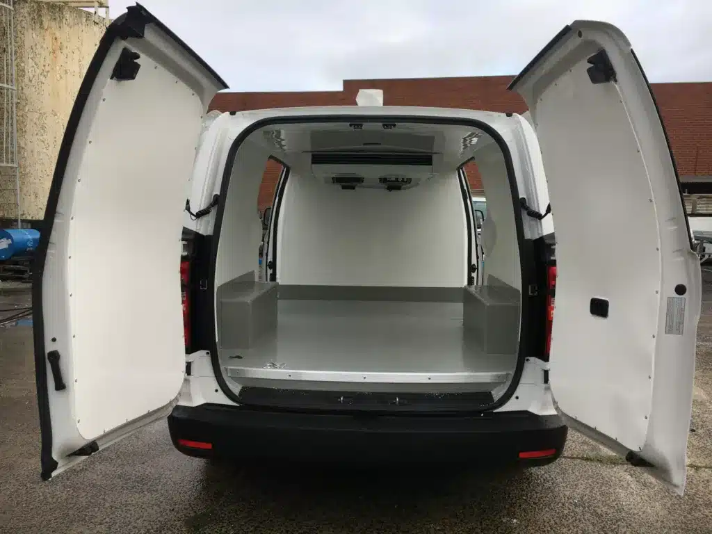 Hyundai iLoad refrigerated van with the rear doors open