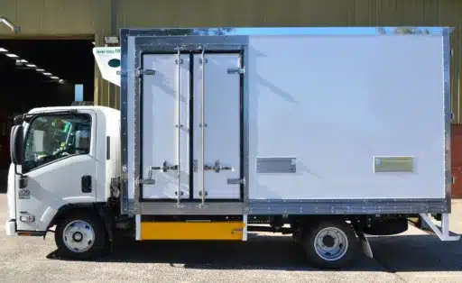 Isuzu refrigerated truck with side-loading doors
