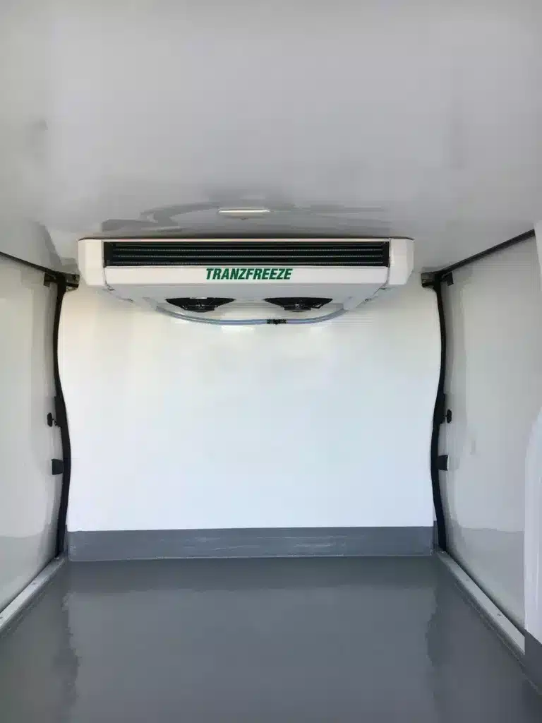 Mitsubishi Express refrigerated van interior with a ceiling-mounted evaporator