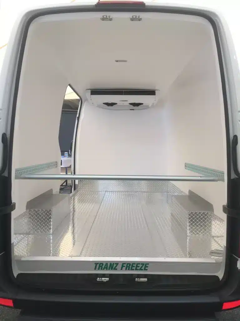Full checker plate floor in a refrigerated van