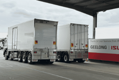 Two 6-pallet refrigerated truck bodies built by Tranzfreeze