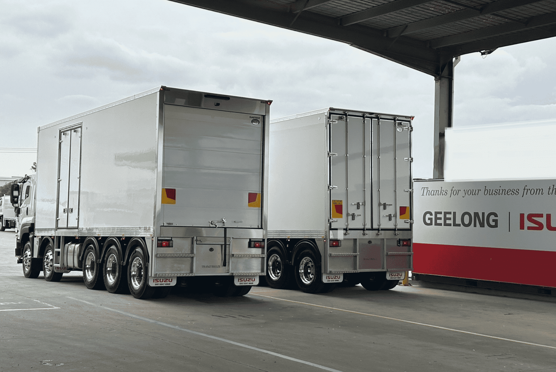 Two 6-pallet refrigerated truck bodies built by Tranzfreeze