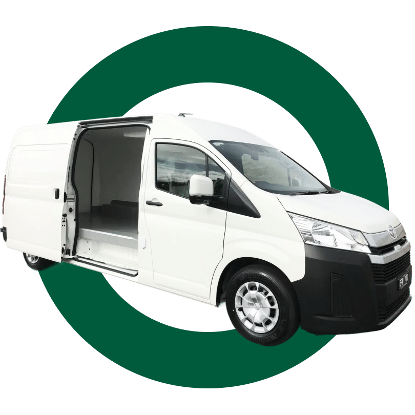 Refrigerated Toyota HiAce van with the side door open